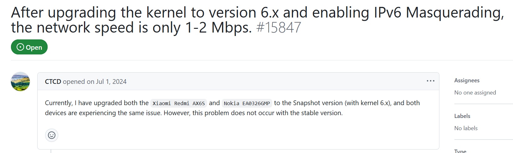 关于NAT66导致上网缓慢的issue