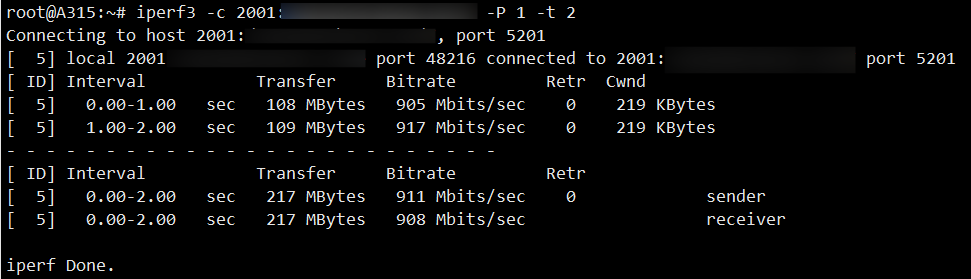 iperf3内网IPv6网速测试